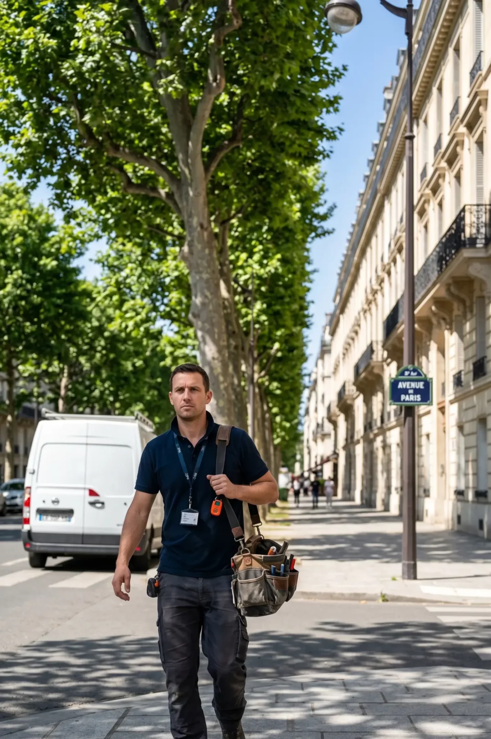 Technicien DB Assistance réparant une porte de garage à Versailles