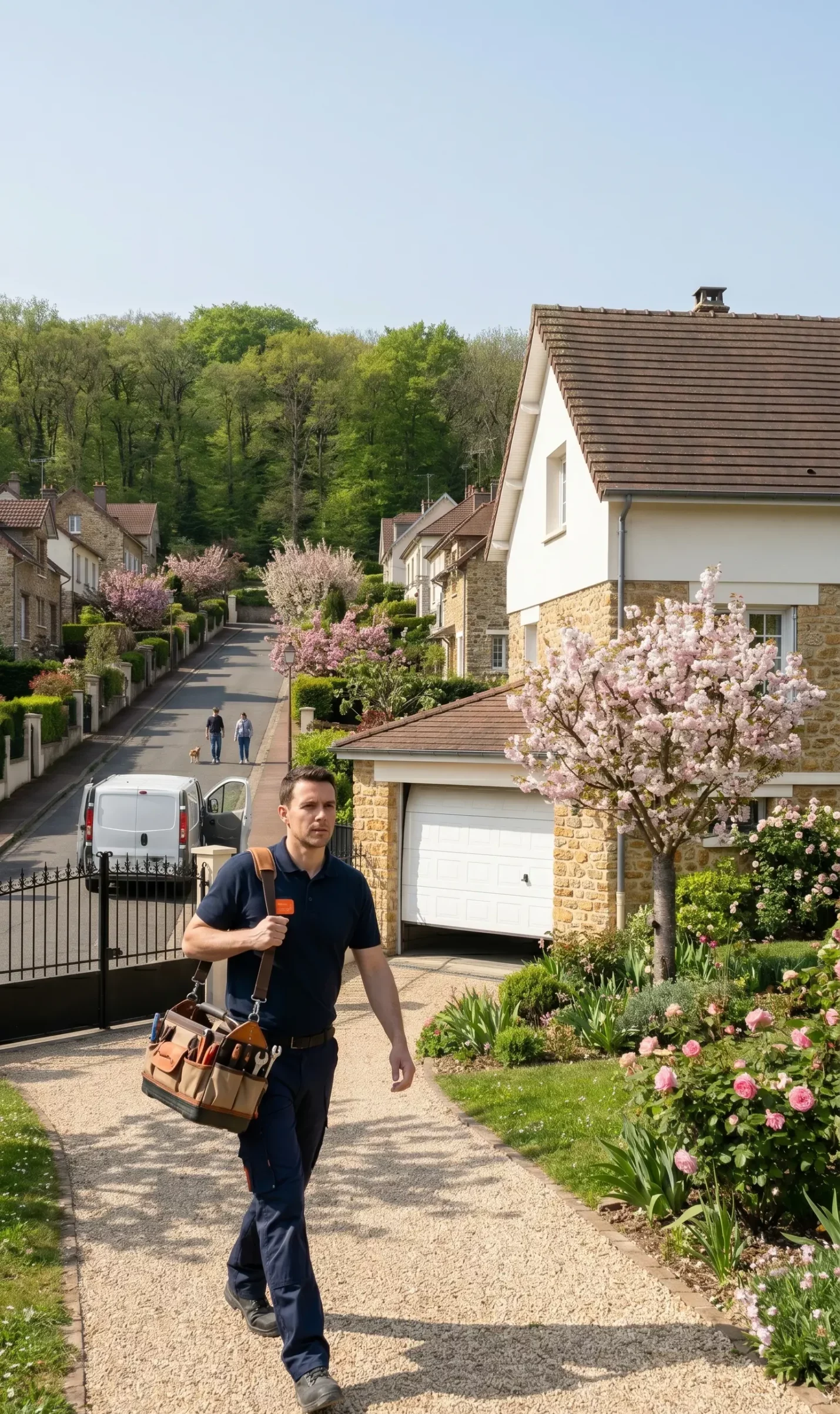 Technicien DB Assistance réparant une porte de garage à Deuil-la-Barre