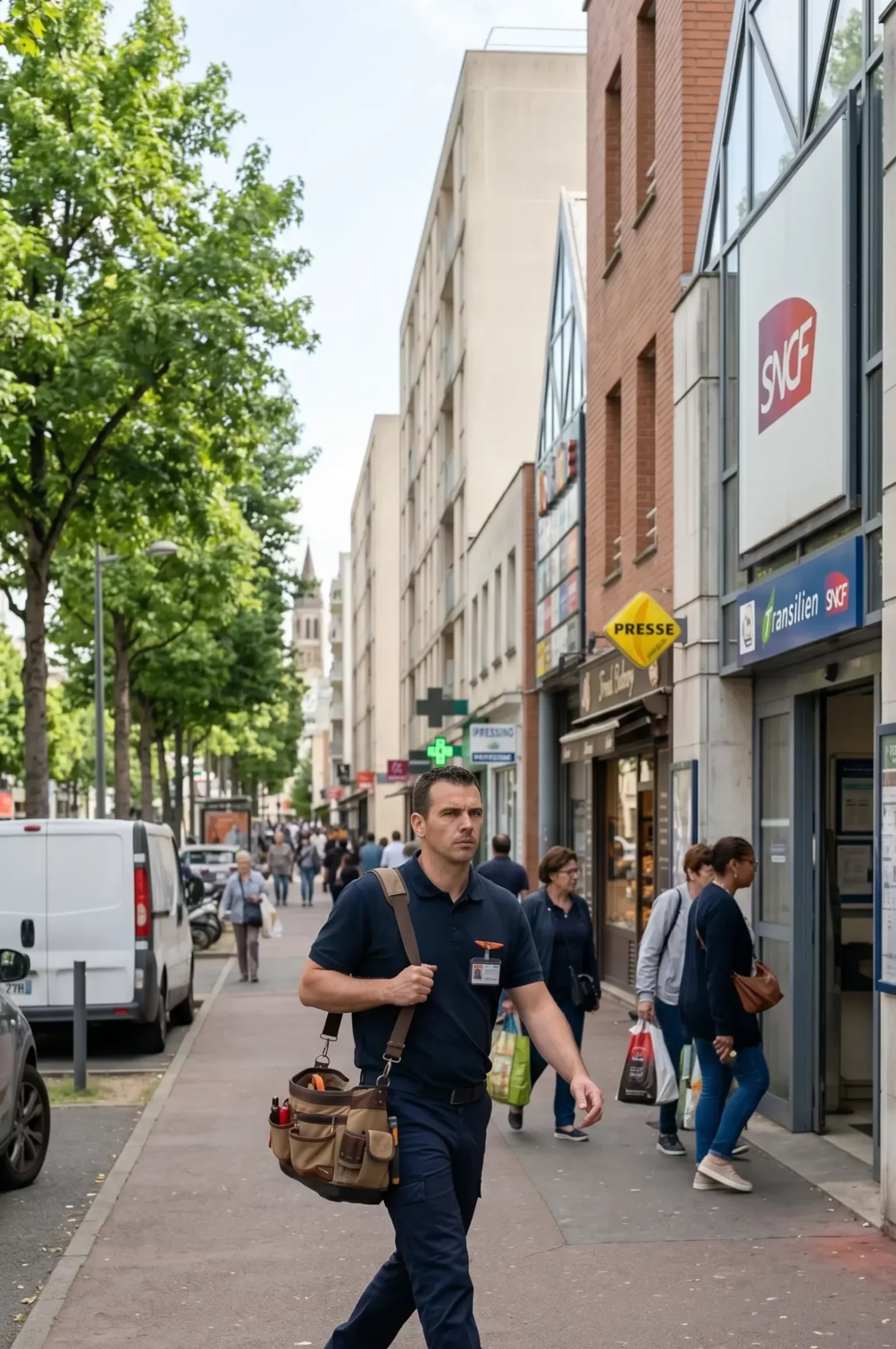 Technicien DB Assistance réparant une porte de garage à Franconville