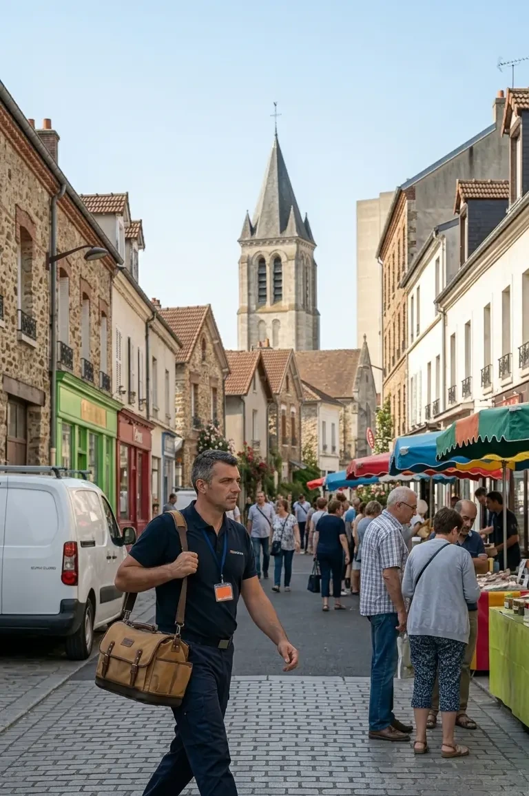 Technicien DB Assistance réparant une porte de garage à Gonesse