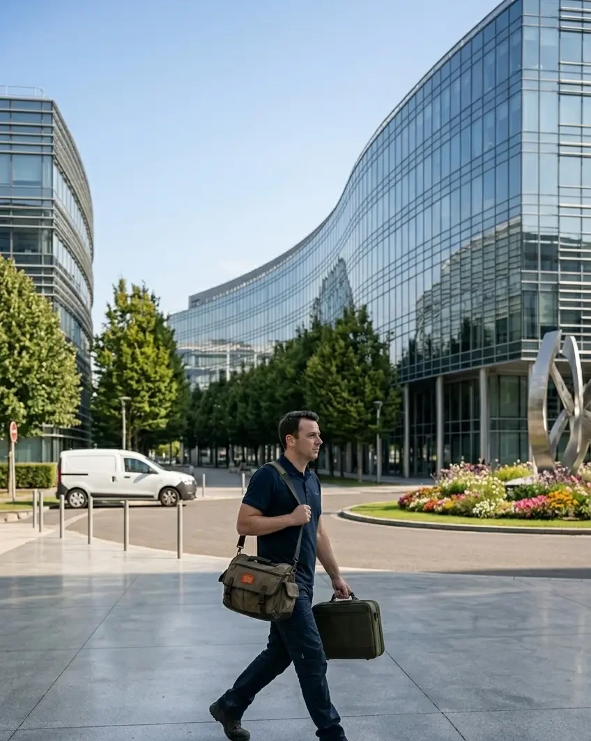 Technicien DB Assistance réparant une porte de garage à Guyancourt