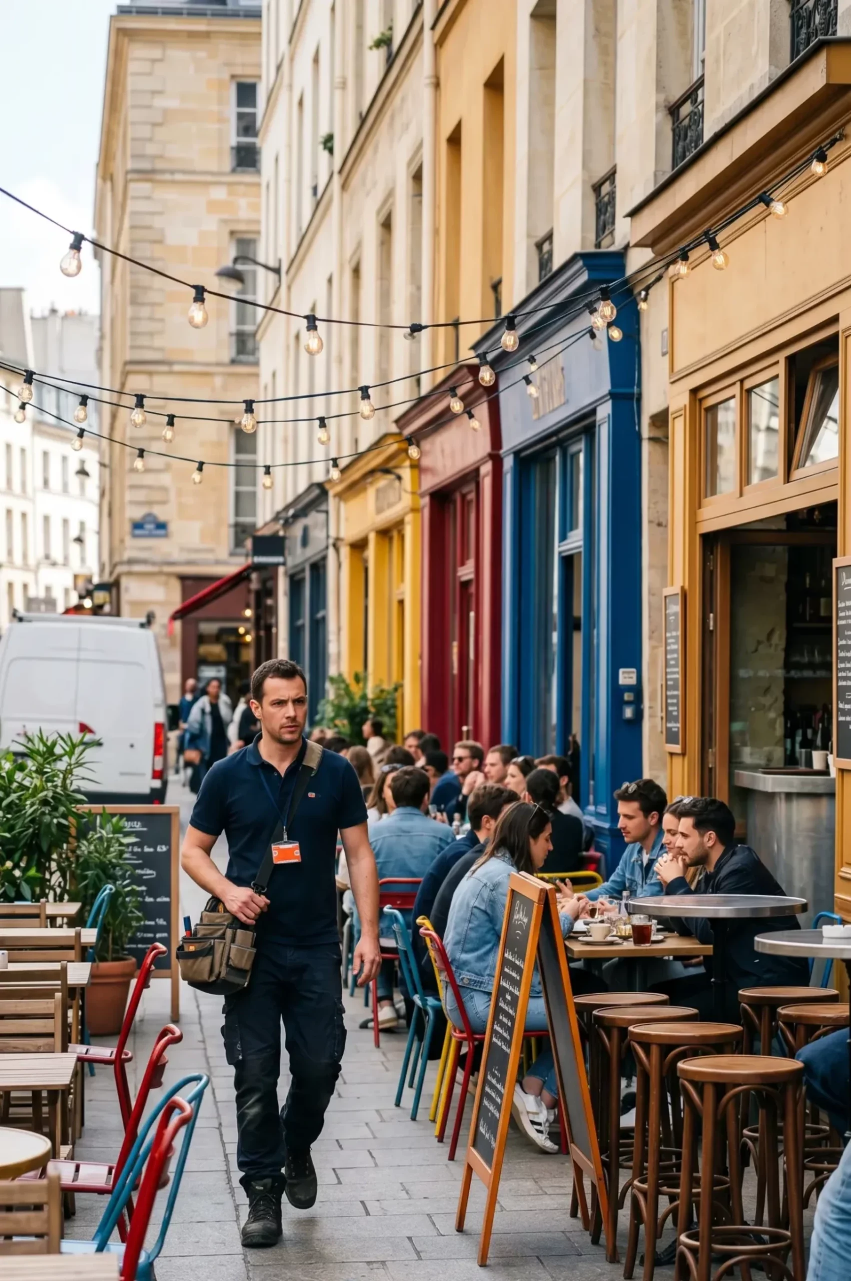 Technicien DB Assistance réparant une porte de garage à Paris 11e