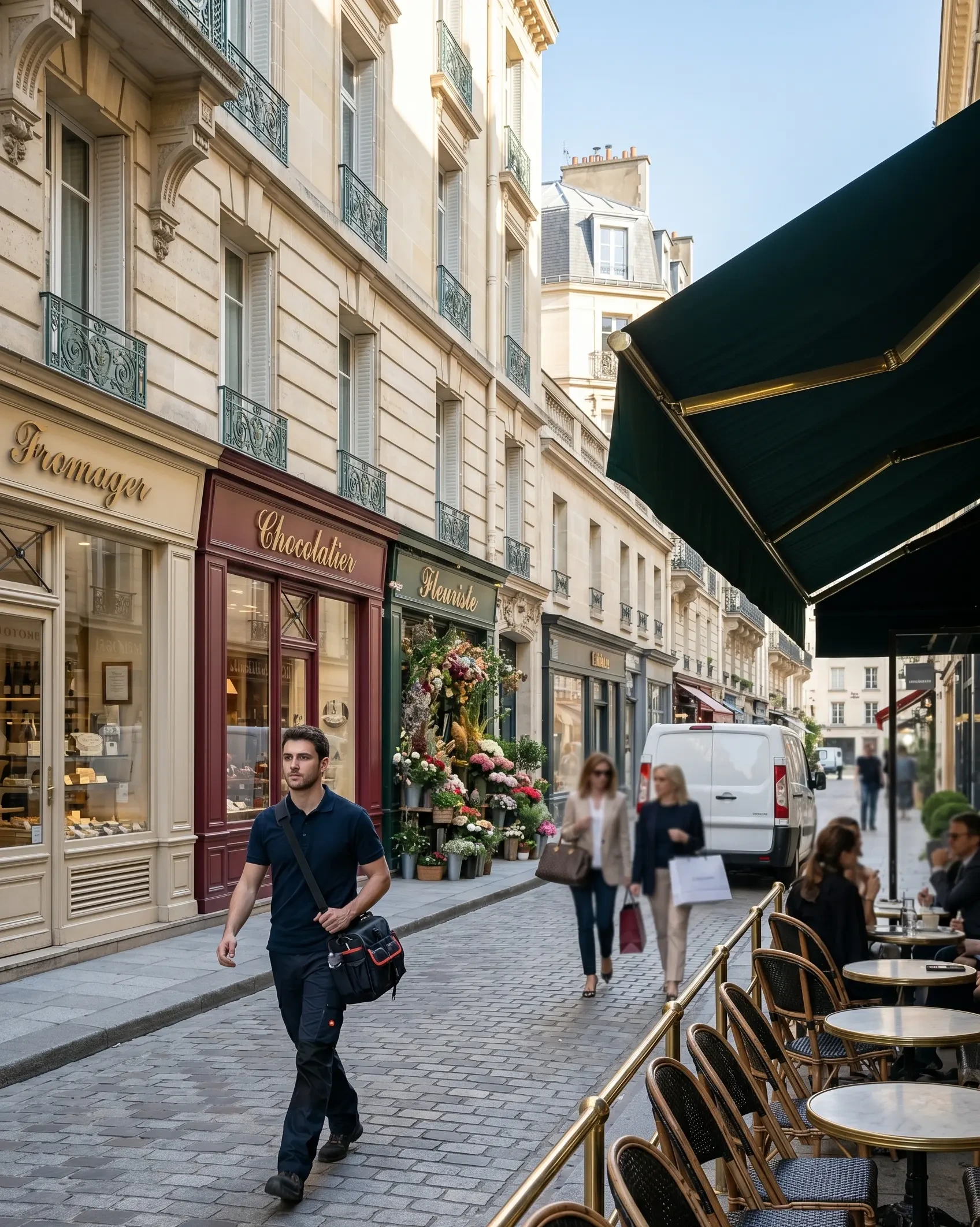 Technicien DB Assistance réparant une porte de garage à Paris 16e
