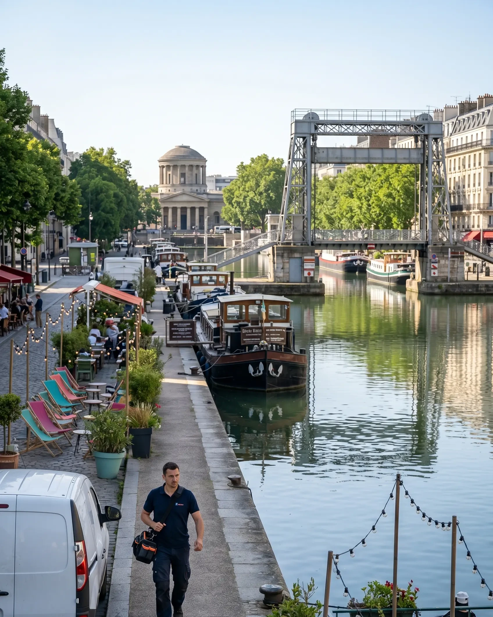 Technicien DB Assistance réparant une porte de garage à Paris 19e