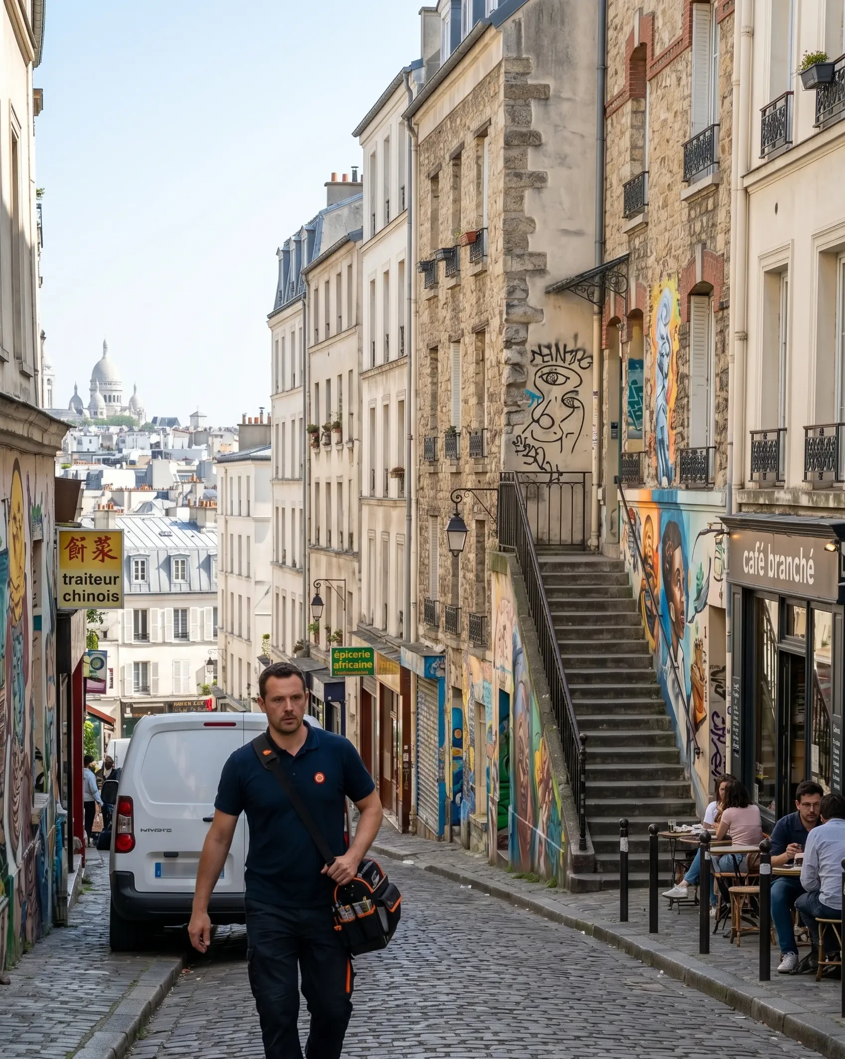 Technicien DB Assistance réparant une porte de garage à Paris 20e