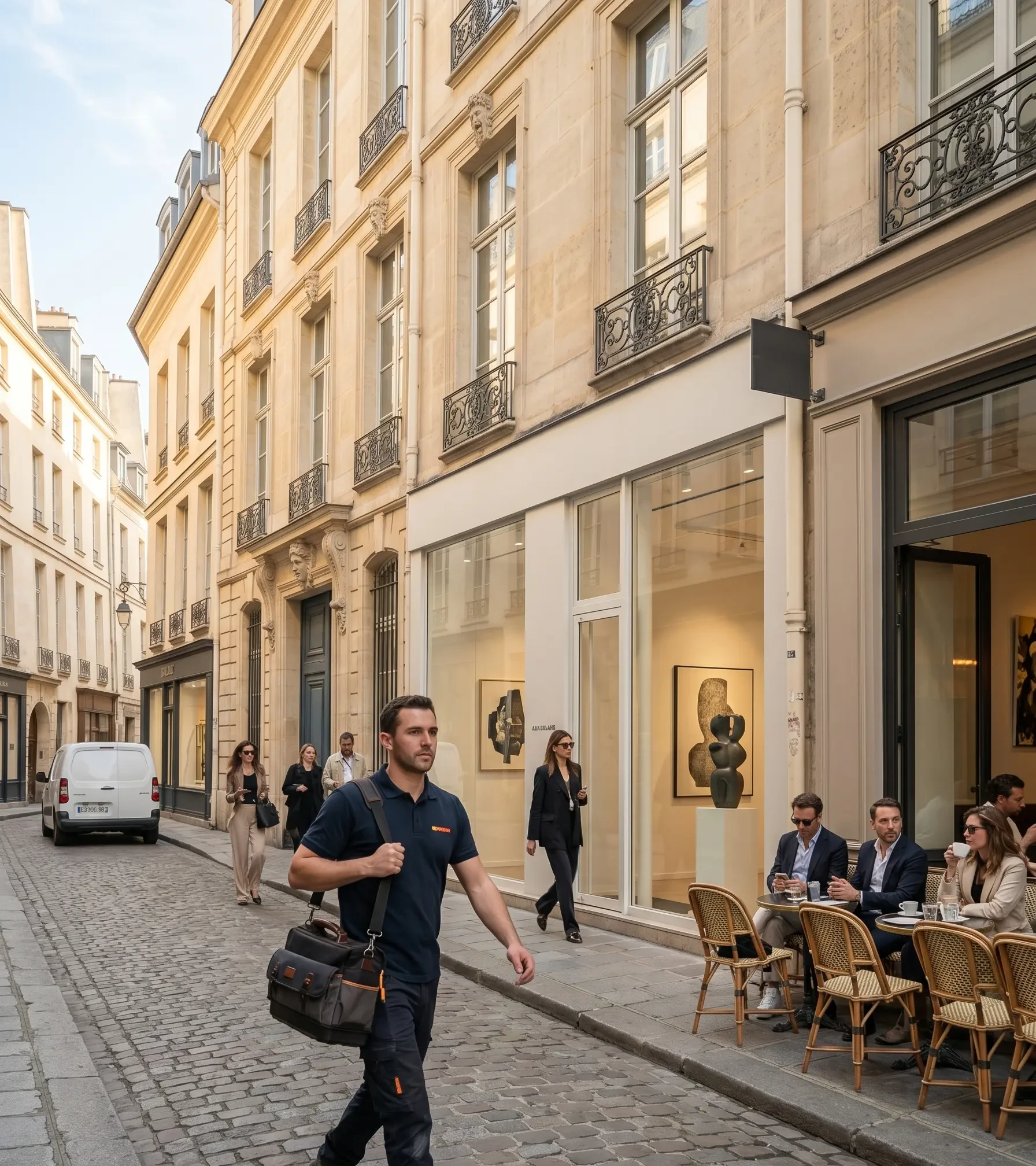 Technicien DB Assistance réparant une porte de garage à Paris 3e