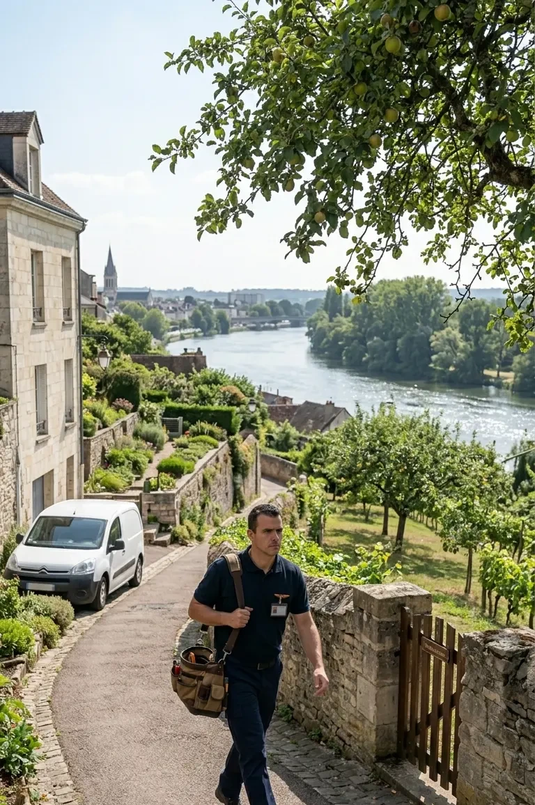 Technicien DB Assistance réparant une porte de garage à Pontoise