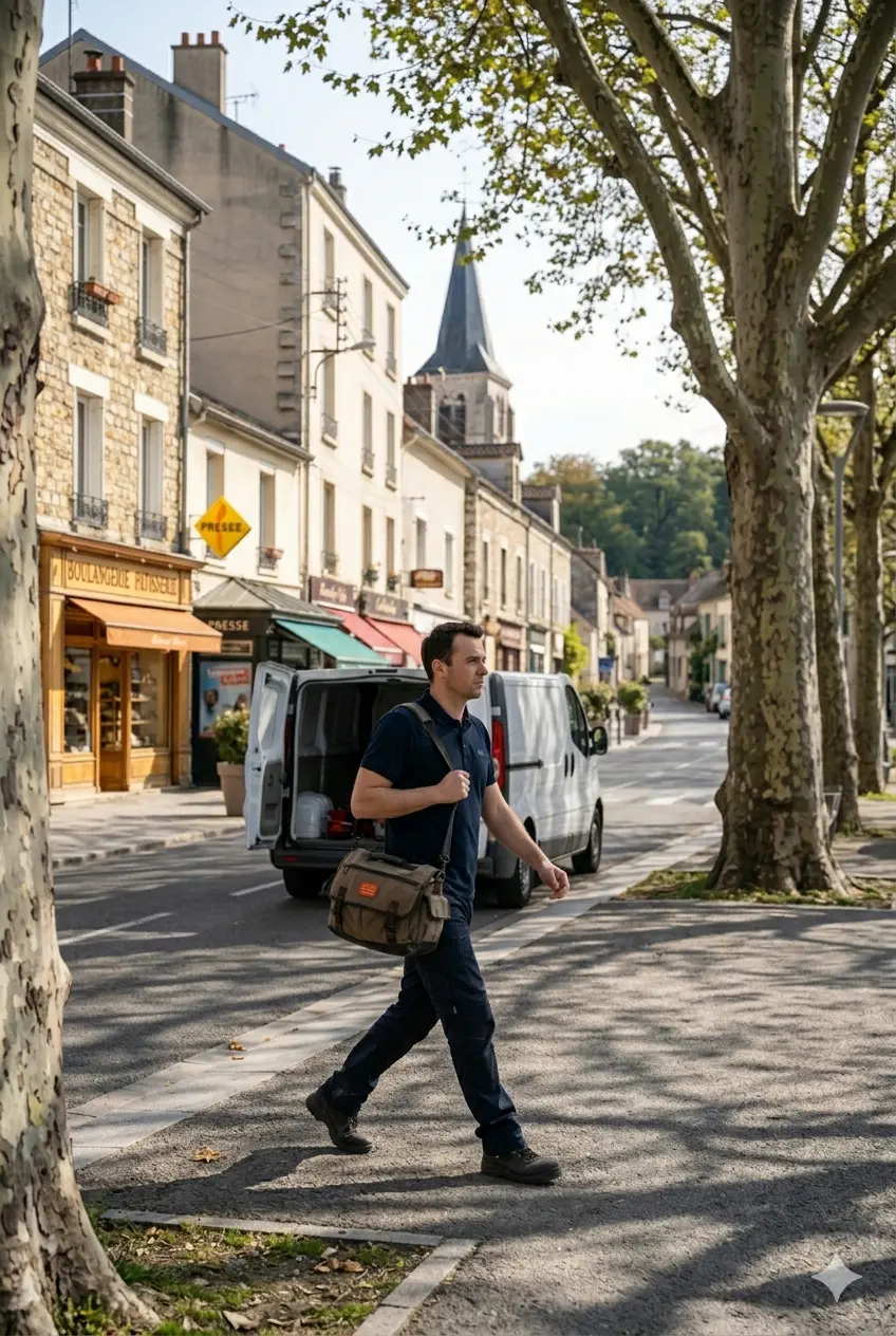 Technicien DB Assistance réparant une porte de garage à Rambouillet