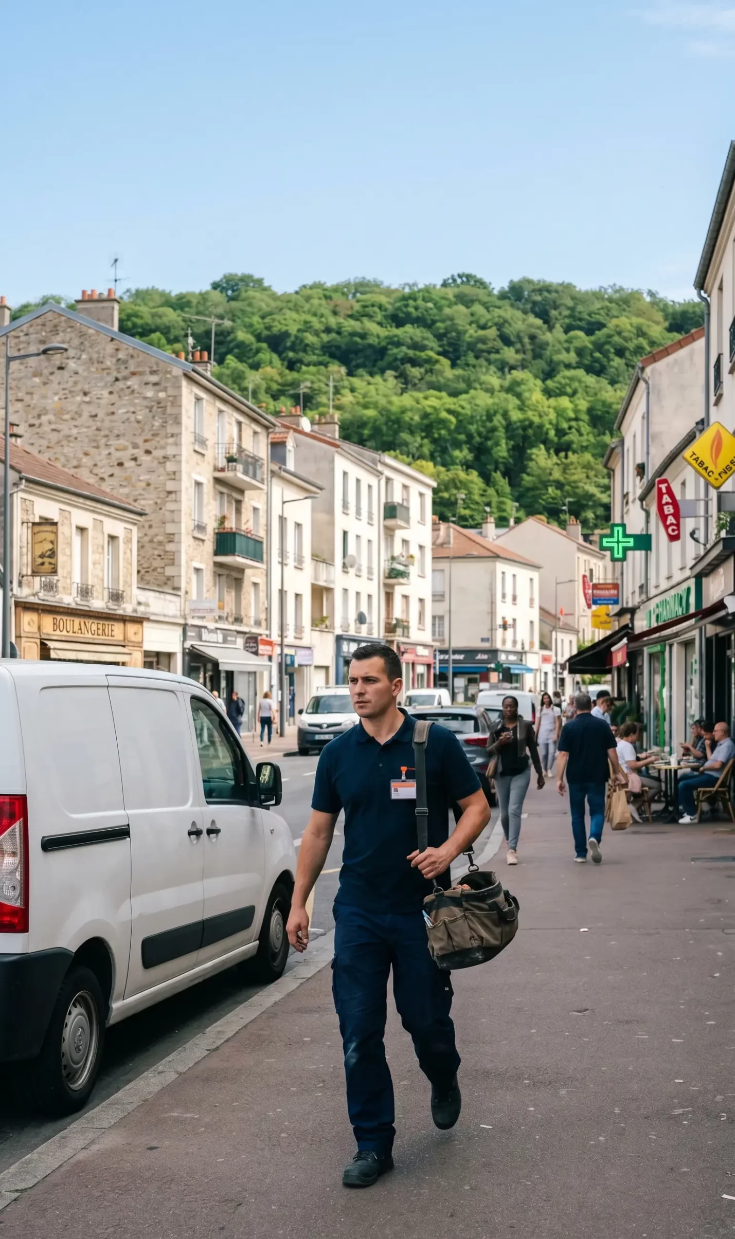 Technicien DB Assistance réparant une porte de garage à Sannois
