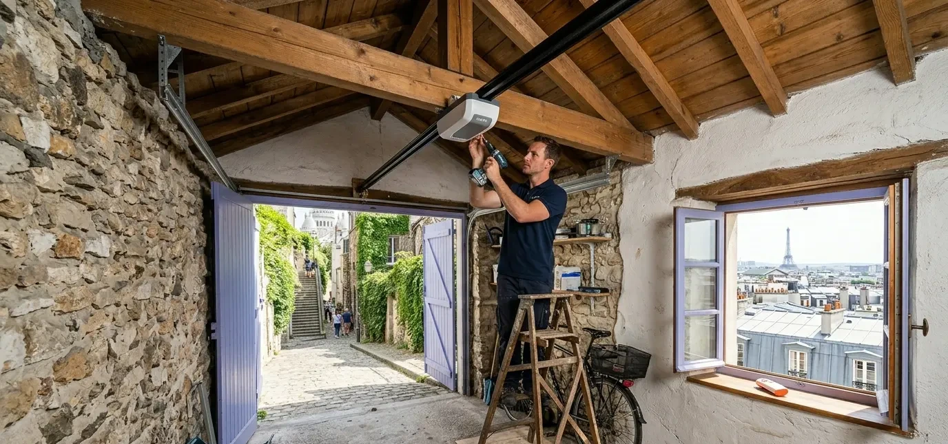 Motorisation de porte de garage à Paris 18e