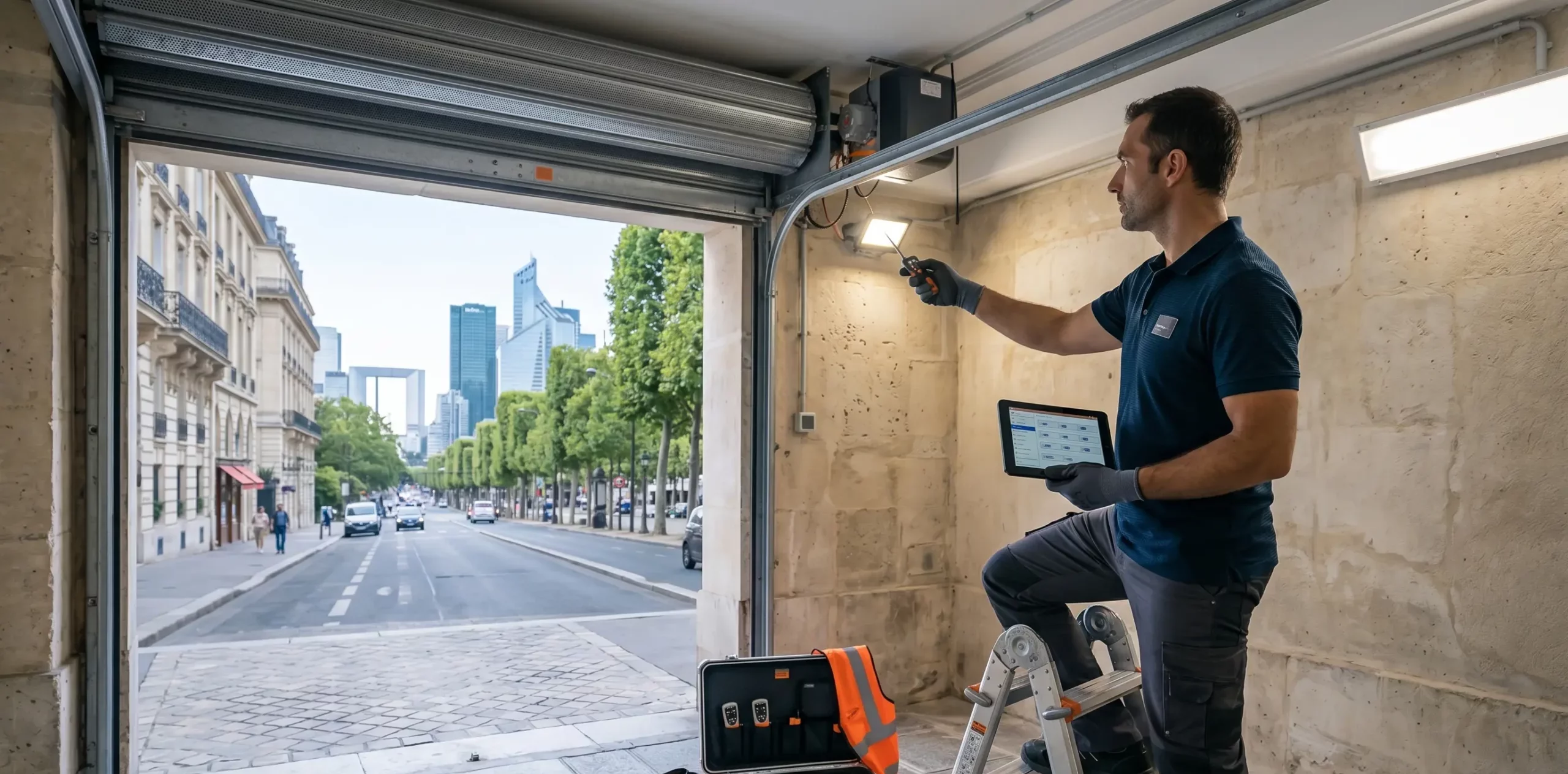 Dépannage porte de garage à Levallois-Perret programmation motorisation garage haussmannien La Défense