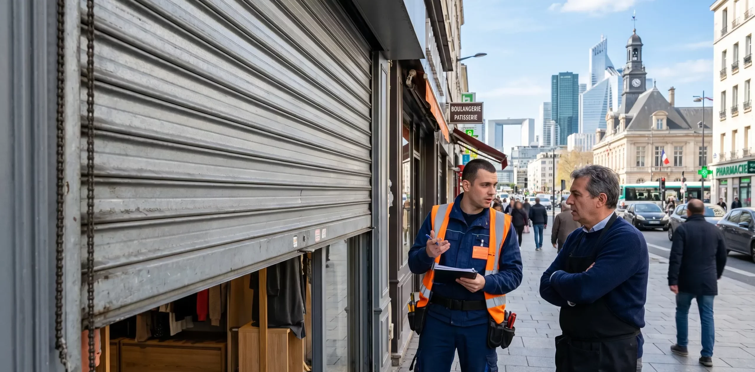 Dépannage porte de garage à Asnières-sur-Seine dépannage rideau métallique commerce mairie beffroi