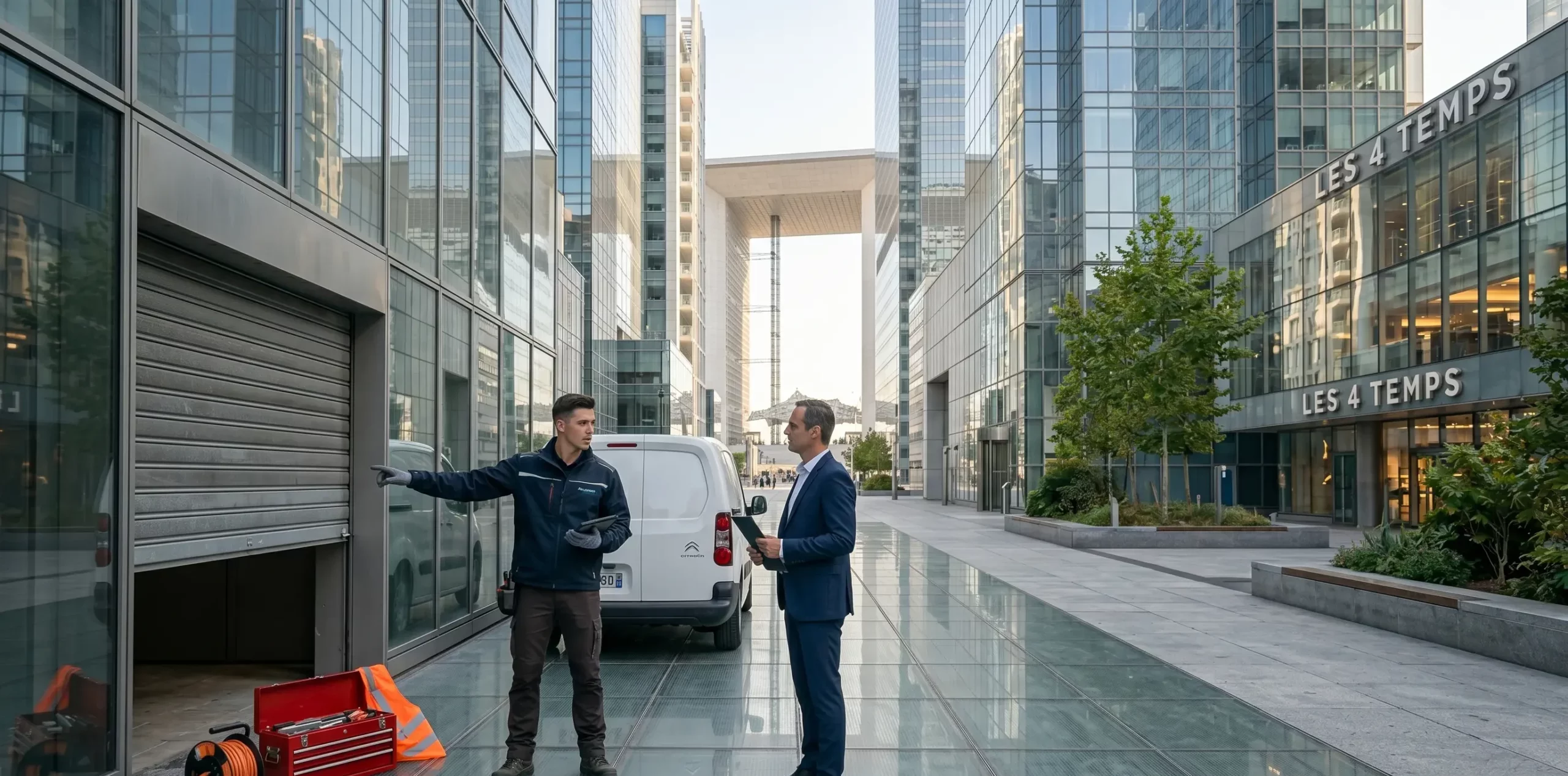 Dépannage porte de garage à Courbevoie dépannage rideau métallique local Les 4 Temps La Défense