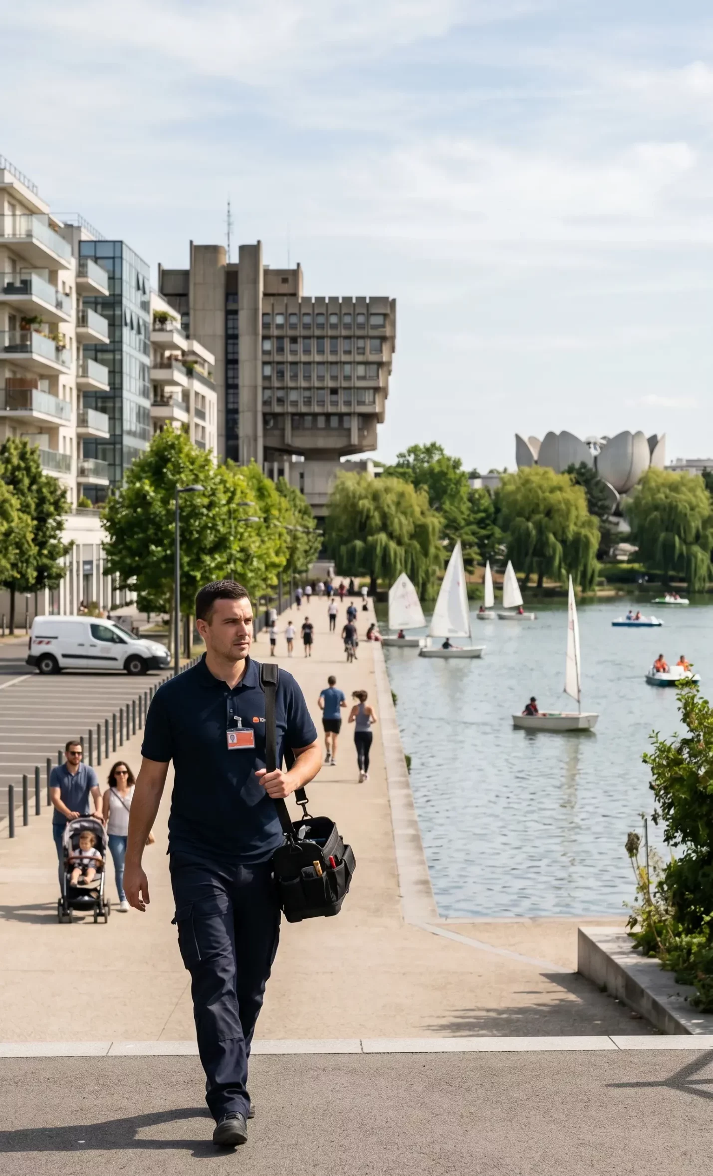 Technicien DB Assistance réparant une porte de garage à Créteil