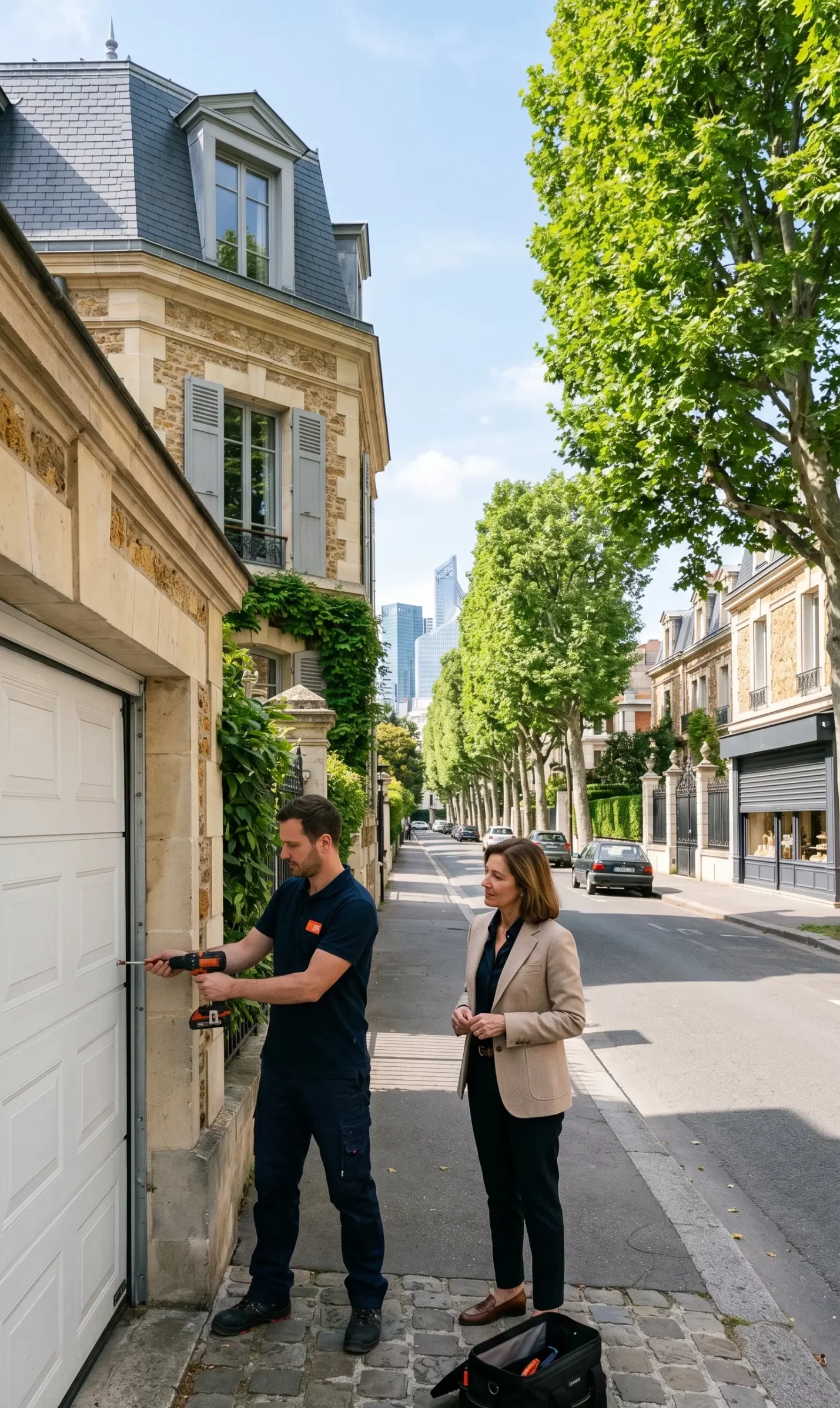 Dépannage porte de garage dans les Hauts-de-Seine porte sectionnelle bloquée particuliers et professionnels quartier La Défense