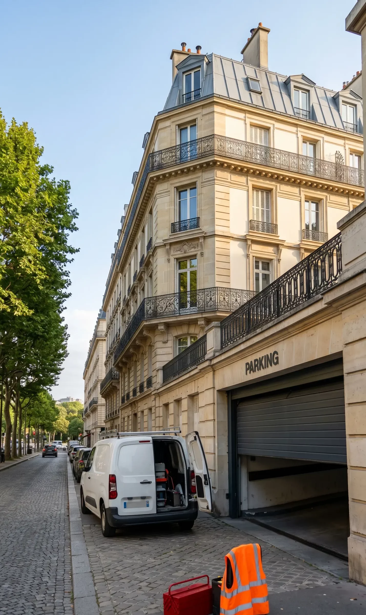 Dépannage porte de garage à Levallois-Perret porte sectionnelle bloquée immeuble résidentiel tours La Défense