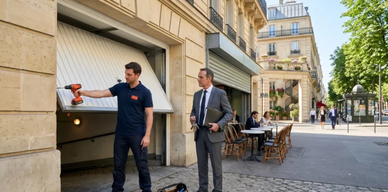 Dépannage porte de garage à Paris porte sectionnelle bloquée copropriétés syndics parkings souterrains périphérique
