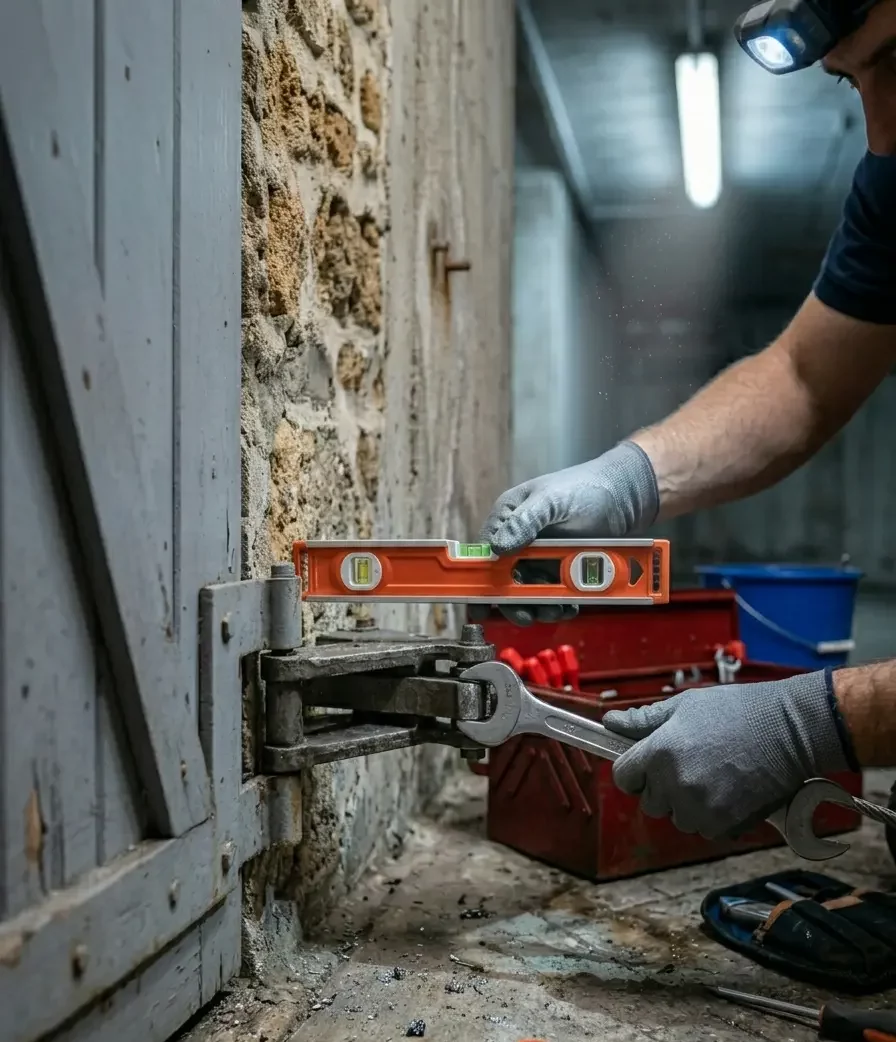 Dépannage porte de garage à Suresnes réalignement gond pente Mont-Valérien
