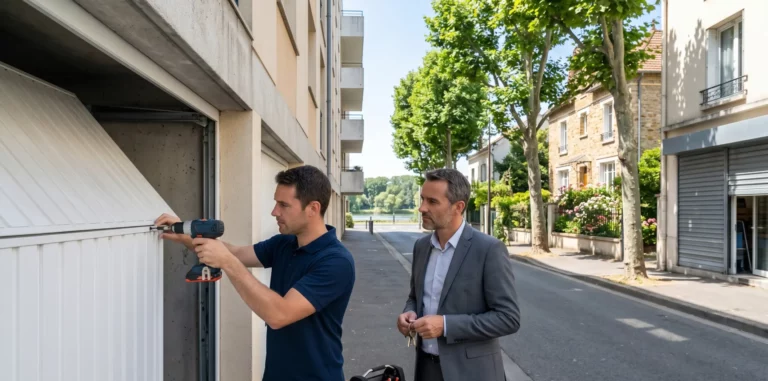 Dépannage porte de garage Val-de-Marne (94) intervention particuliers pavillon meulière, entreprises rideau métallique, syndics copropriété parking collectif