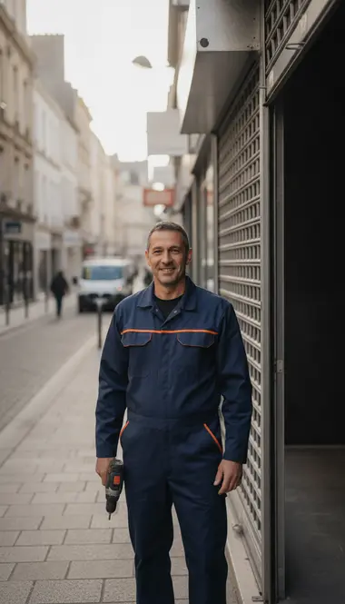 Technicien DB Assistance réparant un rideau métallique à L'Haÿ-les-Roses