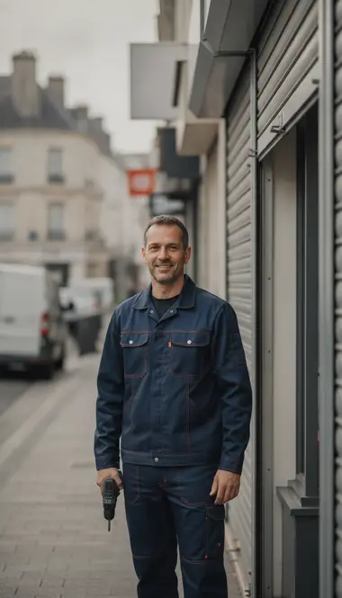 Technicien DB Assistance réparant un rideau métallique à Vitry-sur-Seine